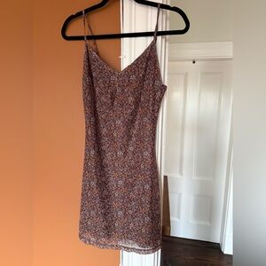 Motel Rocks Floral Mini Dress in Brown and Orange